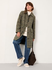 FatFace Jade Green Check Coat - Image 5 of 7
