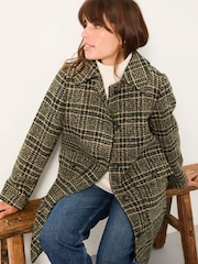 FatFace Jade Green Check Coat - Image 6 of 7