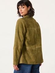 FatFace Erin Olive Green Suede Jacket - Image 3 of 7