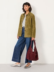 FatFace Erin Olive Green Suede Jacket - Image 4 of 7
