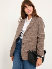 FatFace Alba Brown Check Blazer - Image 2 of 7
