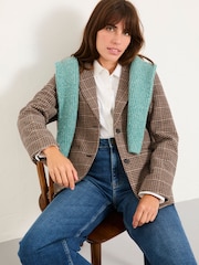 FatFace Alba Brown Check Blazer - Image 5 of 7