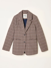 FatFace Alba Brown Check Blazer - Image 7 of 7