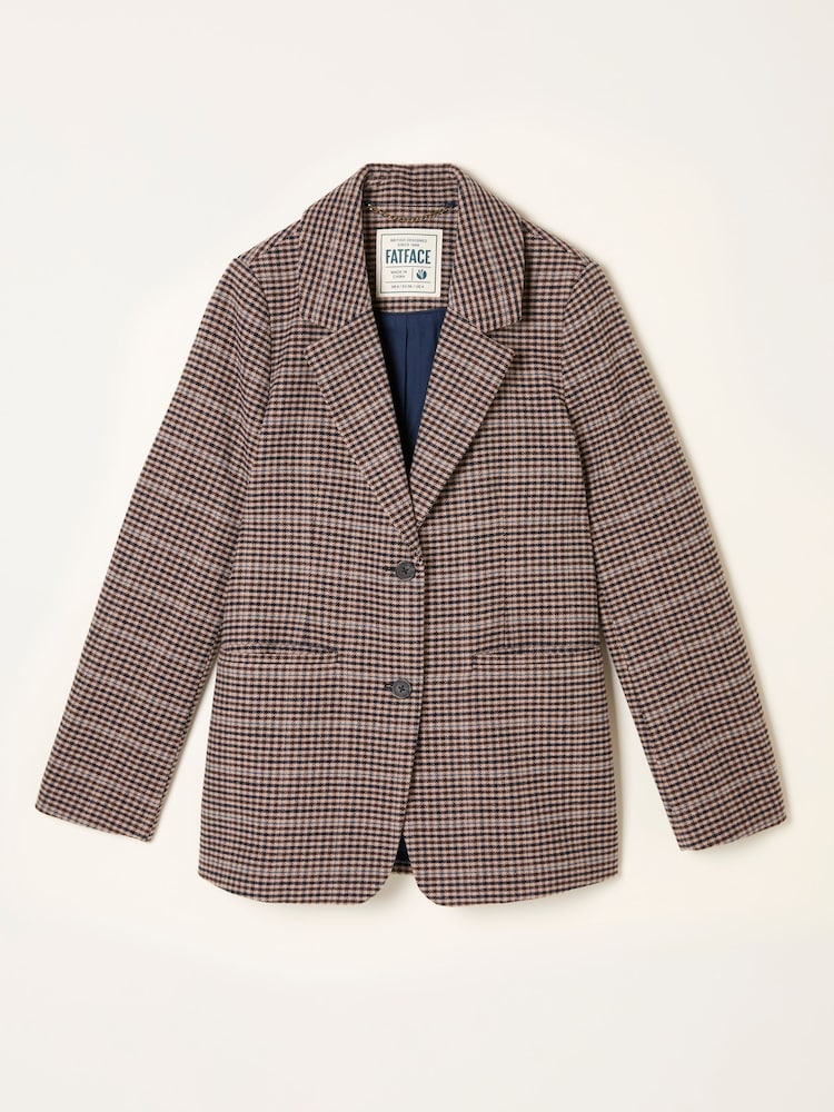 FatFace Alba Brown Check Blazer - Image 7 of 7