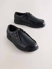 Black Wide Fit (G) Leather Lace Up School Shoes - Image 1 of 5