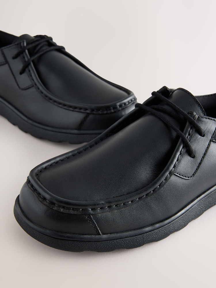 Black Wide Fit (G) Leather Lace Up School Shoes - Image 5 of 5