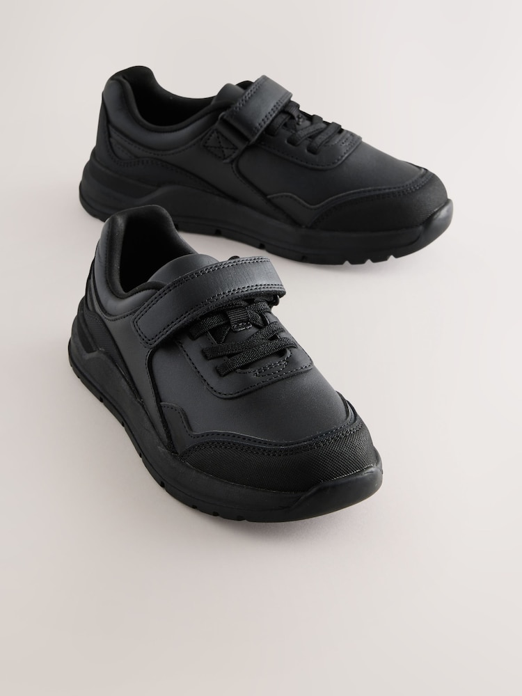 Black Elastic Lace School Shoes - Image 1 of 6 Black Elastic Lace School Shoes - Image 1 of 6
