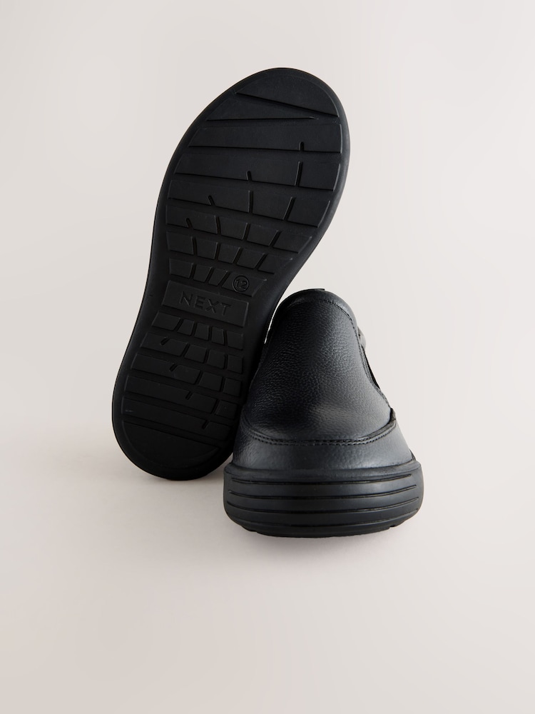 Black Leather Slip On School Loafers - Image 5 of 5