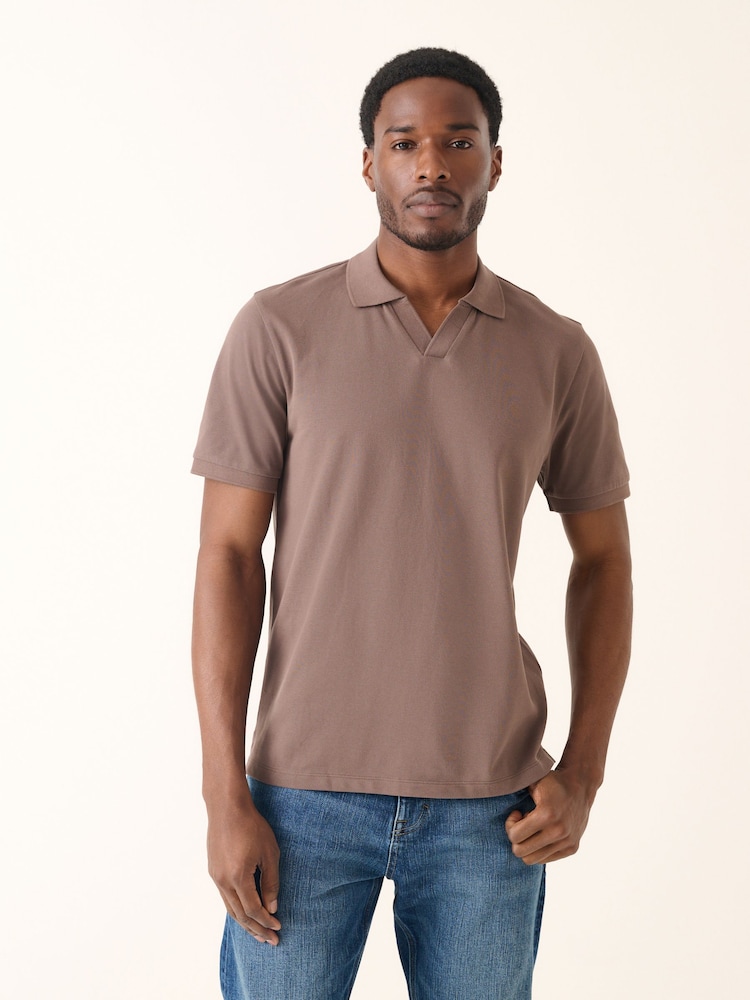 Truffle Neutral - Piqué poloshirt met Cubaanse kraag en korte mouwen - Image 4 of 6