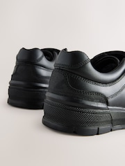Black Leather 1 Strap Elastic Lace School Shoes - Image 4 of 5