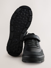 Black Leather 1 Strap Elastic Lace School Shoes - Image 5 of 5