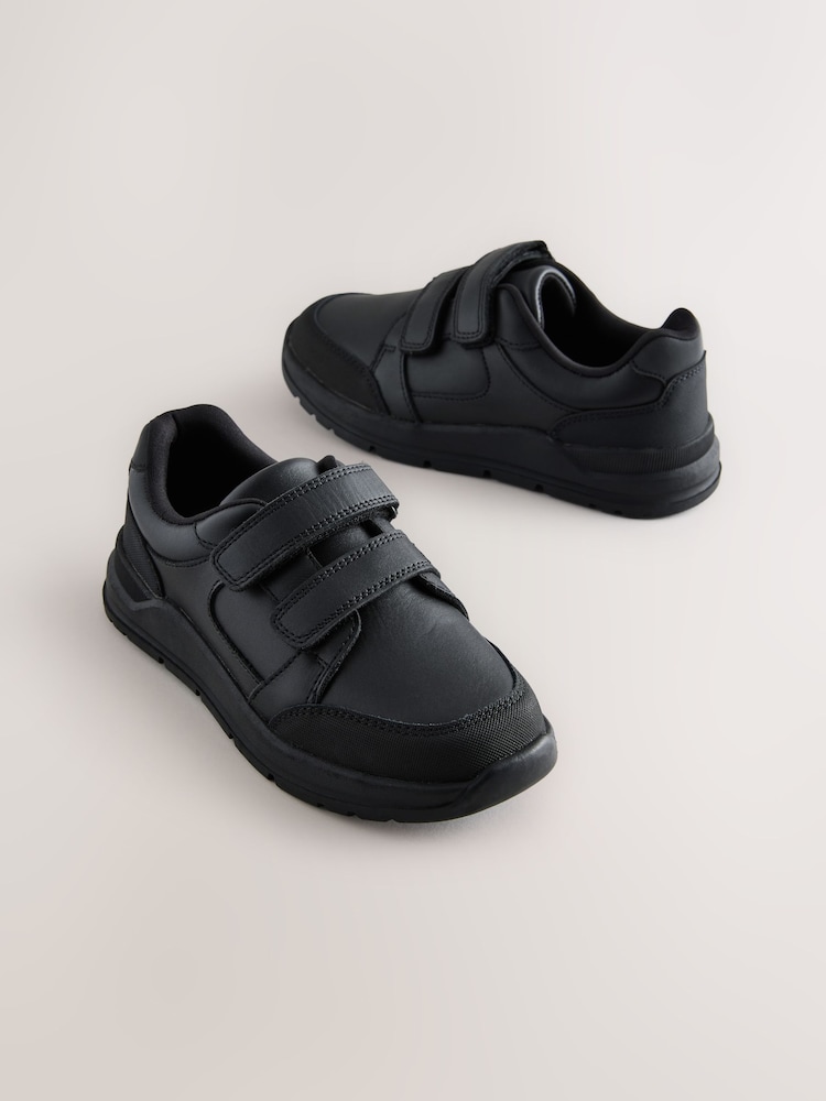 Negro - Zapatos escolares de cuero con cierre con un toque - Imagen 1 de 6