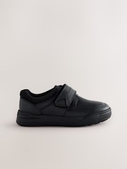 Black Leather 1 Strap Touch Fastening School Shoes - Image 2 of 5