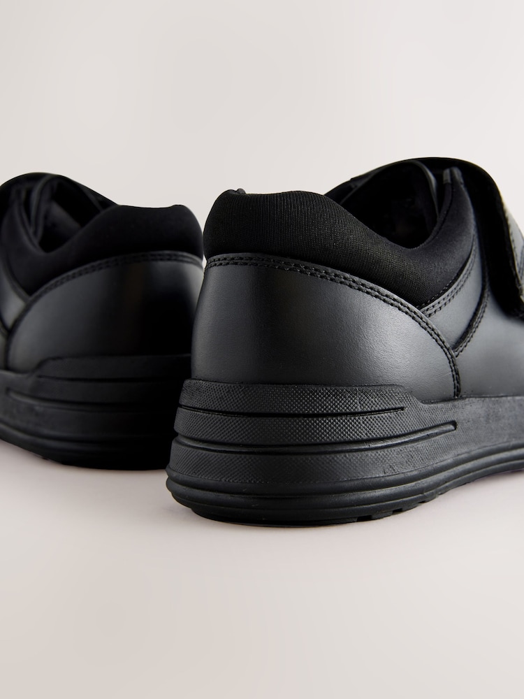 Black Leather 1 Strap Touch Fastening School Shoes - Image 5 of 5