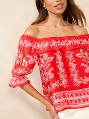 Blusa Bardot com babados Lipsy estampada - Imagem 3 de 4