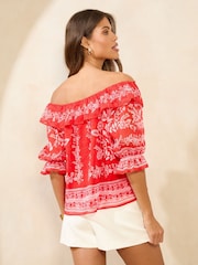 Blusa Bardot com babados Lipsy estampada - Imagem 4 de 4