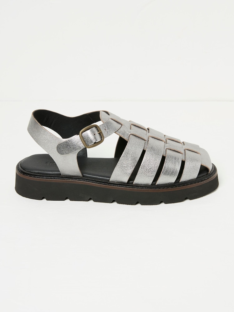 FatFace Silver Elodie Fisherman Sandals - Image 1 of 3