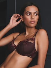 Berry Red Pad Balcony Premium Embroidery Bra - Image 1 of 9