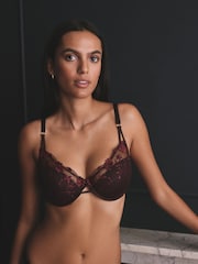 Berry Red Pad Balcony Premium Embroidery Bra - Image 2 of 9