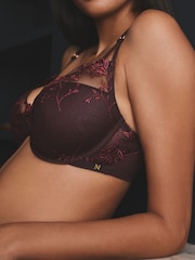 Berry Red Pad Balcony Premium Embroidery Bra - Image 5 of 9