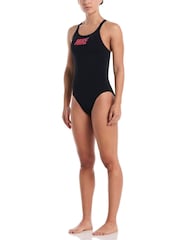 Nike Black Hydrastrong Logo Graphic Print Fastback Swimsuit - Image 3 of 5