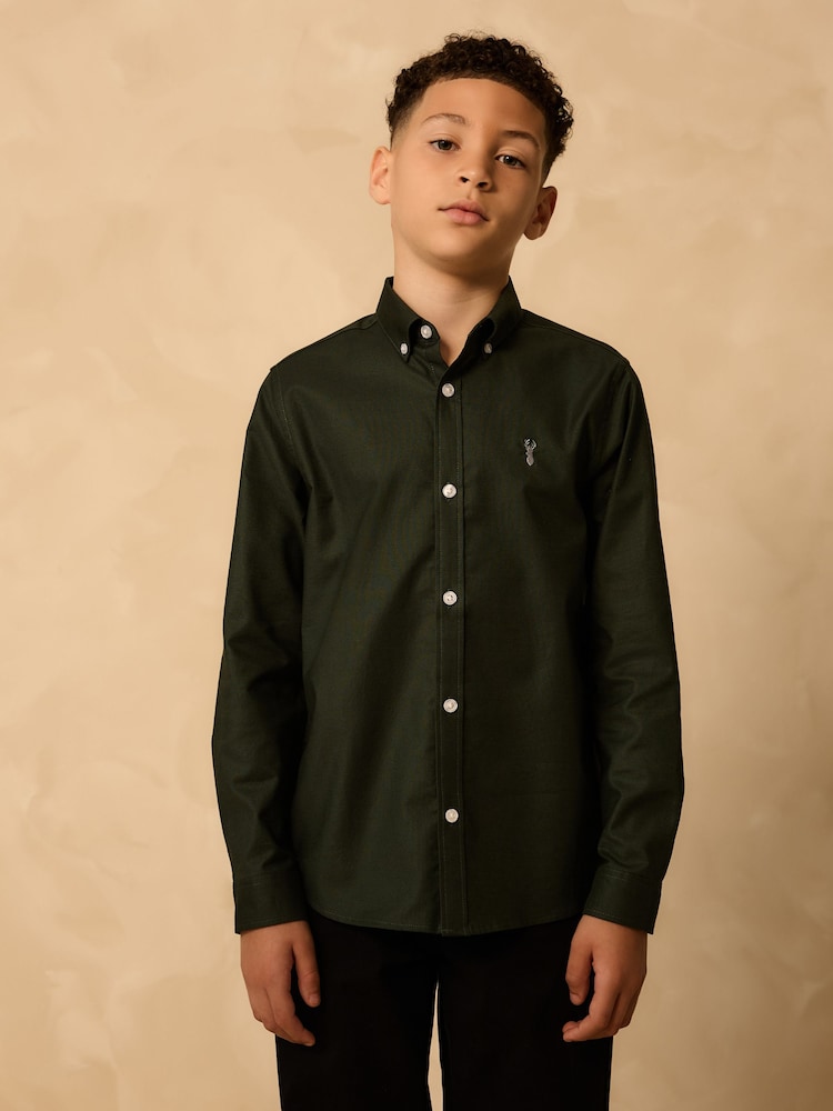 Dark Green Single Oxford Shirt (3-16yrs) - Image 1 of 9