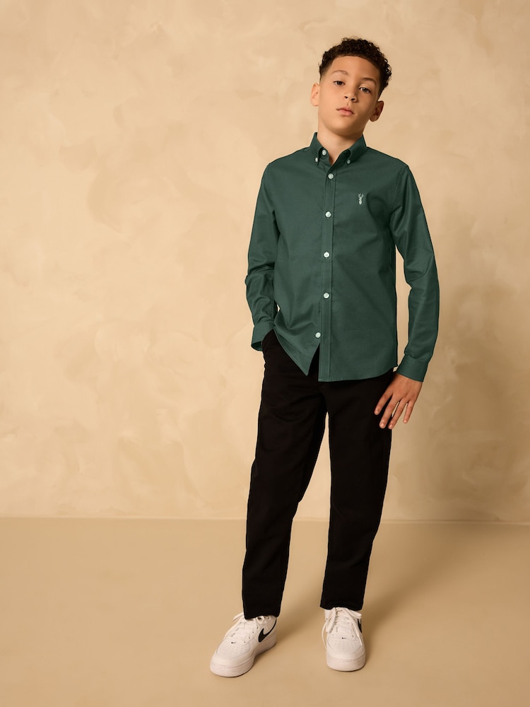 Dark Green Single Oxford Shirt (3-16yrs) - Image 2 of 9 Dark Green Single Oxford Shirt (3-16yrs) - Image 2 of 9
