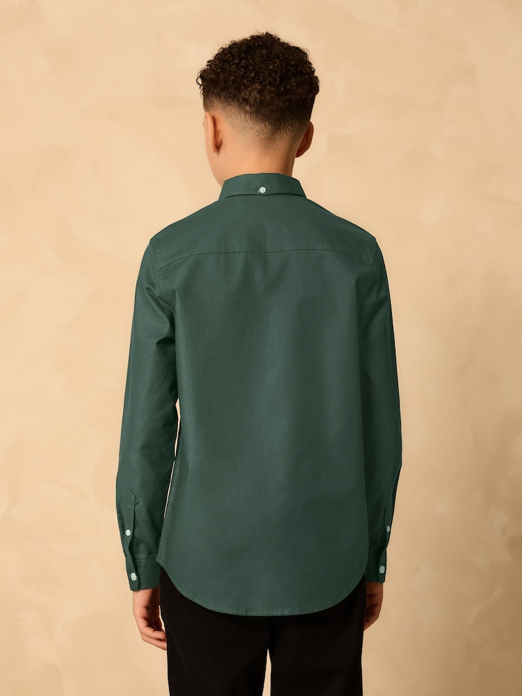 Dark Green Single Oxford Shirt (3-16yrs) - Image 3 of 9