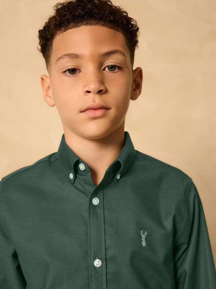 Dark Green Single Oxford Shirt (3-16yrs) - Image 4 of 9
