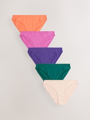 Jewel Tone High Leg Rich Knickers 5 Pack - Image 1 of 8
