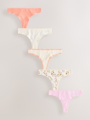 Floral Print Thong Rich Knickers 5 Pack - Image 1 of 7
