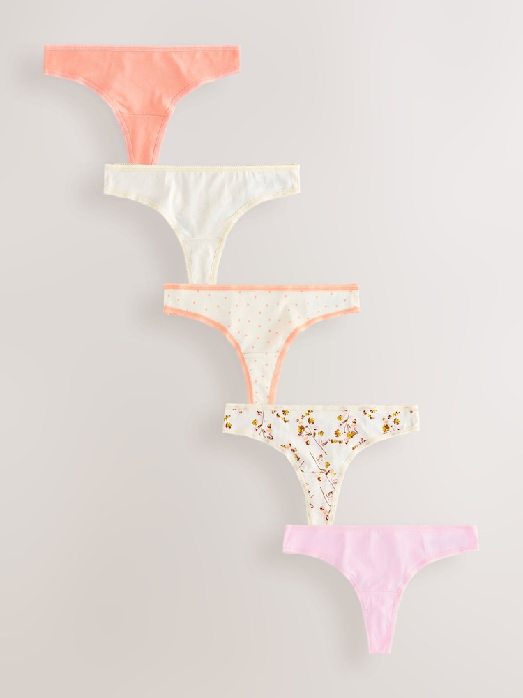 Floral Print Thong Rich Knickers 5 Pack - Image 1 of 7