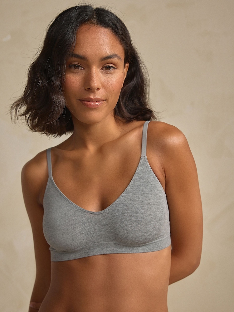 Grey N.Premium Super Soft Seamless Modal Blend Bralette - Image 2 of 4 Grey N.Premium Super Soft Seamless Modal Blend Bralette - Image 2 of 4