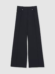 Reiss Navy Heather Palazzo Tailored Trousers - Image 2 of 6