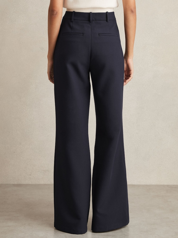Reiss Navy Heather Palazzo Tailored Trousers - Image 5 of 6