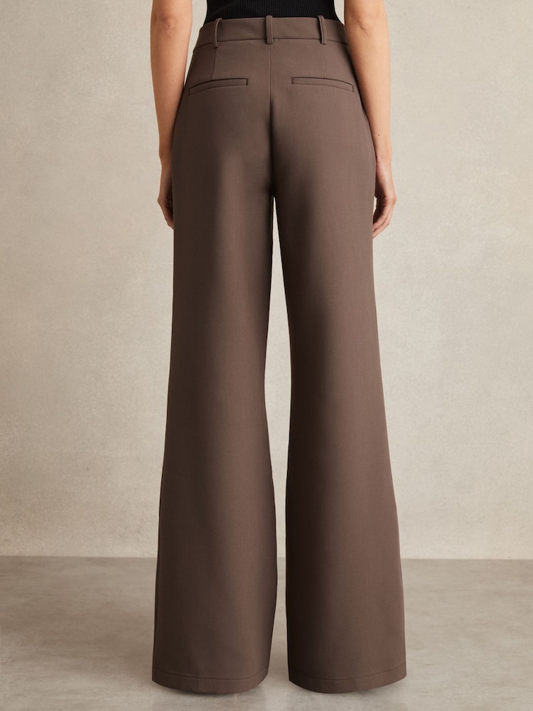 Reiss Mink Neutral Heather Palazzo Tailored Trousers - Image 5 of 6