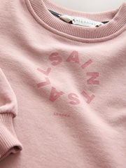 smALLSAINTS Mid Pink Tierra Peplum Younger Girls Sweat Dress - Image 9 of 9