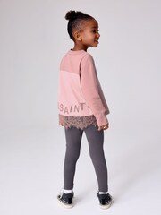 smALLSAINTS Mid Pink Younger Lace Back T-Shirt and Leggings Set - Image 4 of 11