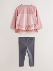smALLSAINTS Mid Pink Younger Lace Back T-Shirt and Leggings Set - Image 8 of 11