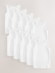 White 100% Cotton Vests 10 Pack (1.5-16yrs) - Image 1 of 14