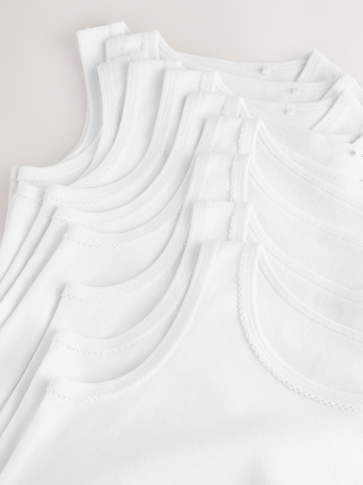 White 100% Cotton Vests 10 Pack (1.5-16yrs) - Image 14 of 14
