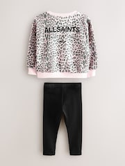 smALLSAINTS Pink Leopard Rihan Younger Girls Sweatshirt and Leggigs Set - Image 2 of 5
