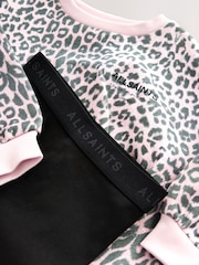 smALLSAINTS Pink Leopard Rihan Younger Girls Sweatshirt and Leggigs Set - Image 4 of 5