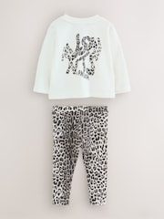 smALLSAINTS Grey Leopard Orlando Long Sleeve T-Shirt and Leggings Younger Girls Set - Image 2 of 8