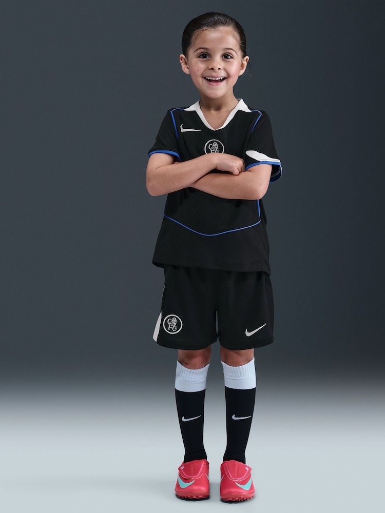 Nike Black Chelsea FC 2025/26 Stadium Third 3 Piece Football Kit - Image 1 of 7
