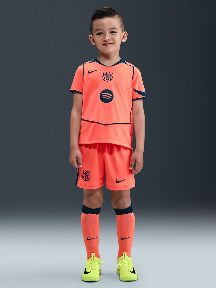 Nike Orange FC Barcelona 2025/26 Stadium Third 3 Piece Football Kit - Image 1 of 10