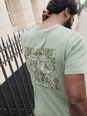FatFace Sage Green Tile Panel Graphic T-Shirt - Image 2 of 6