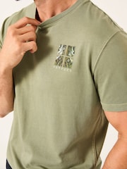 FatFace Sage Green Tile Panel Graphic T-Shirt - Image 3 of 6