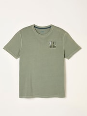 FatFace Sage Green Tile Panel Graphic T-Shirt - Image 7 of 8