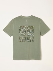 FatFace Sage Green Tile Panel Graphic T-Shirt - Image 8 of 8